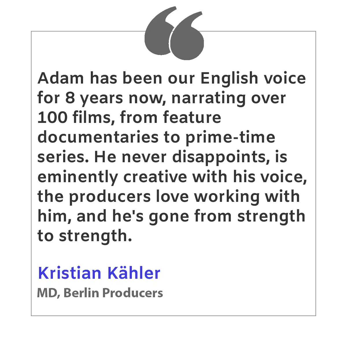 Kristian Kähler testimonial